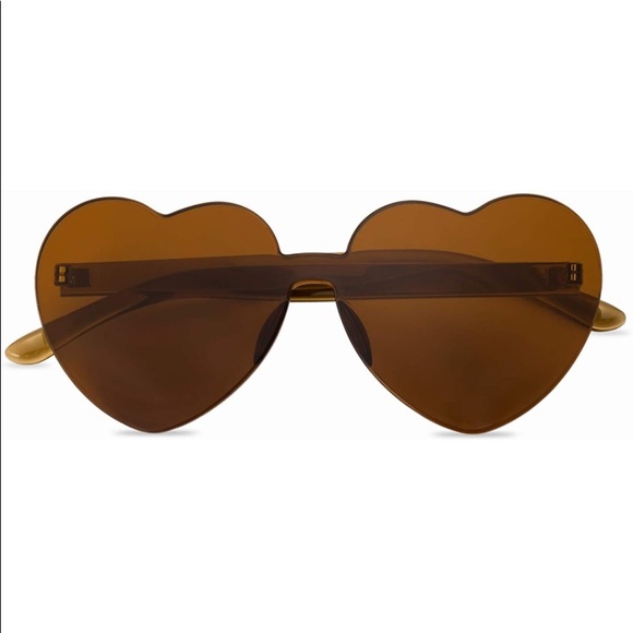 NEW BROWN HEART SUNGLASSES - Picture 2 of 3